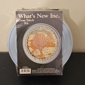 New NIP What's New Cross Stitch Kit in Metal Tin #018112 SEASHELLS